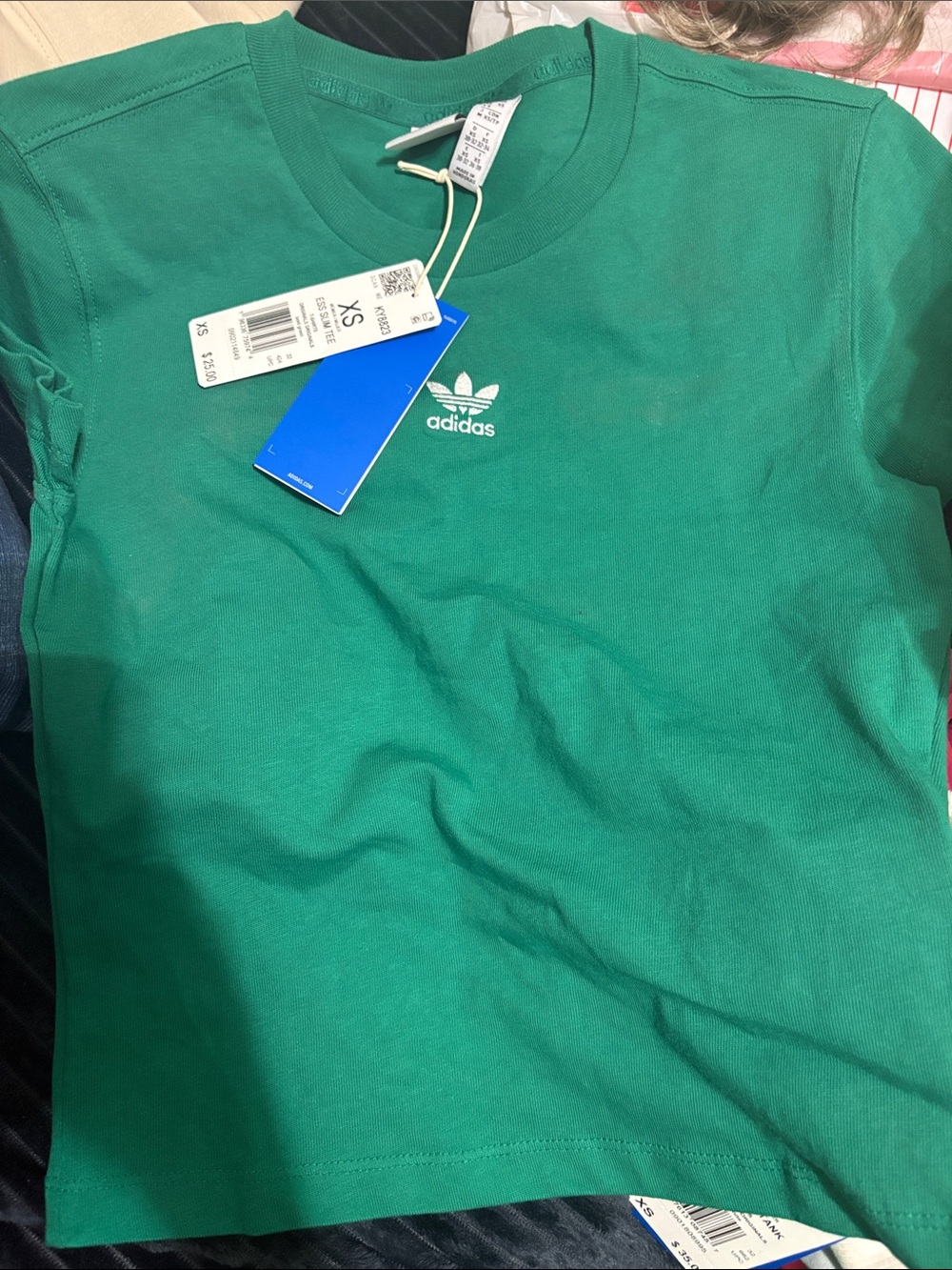 NWT!! adidas Women's Emerald Green Trefoil Tee - Picture 2 of 3